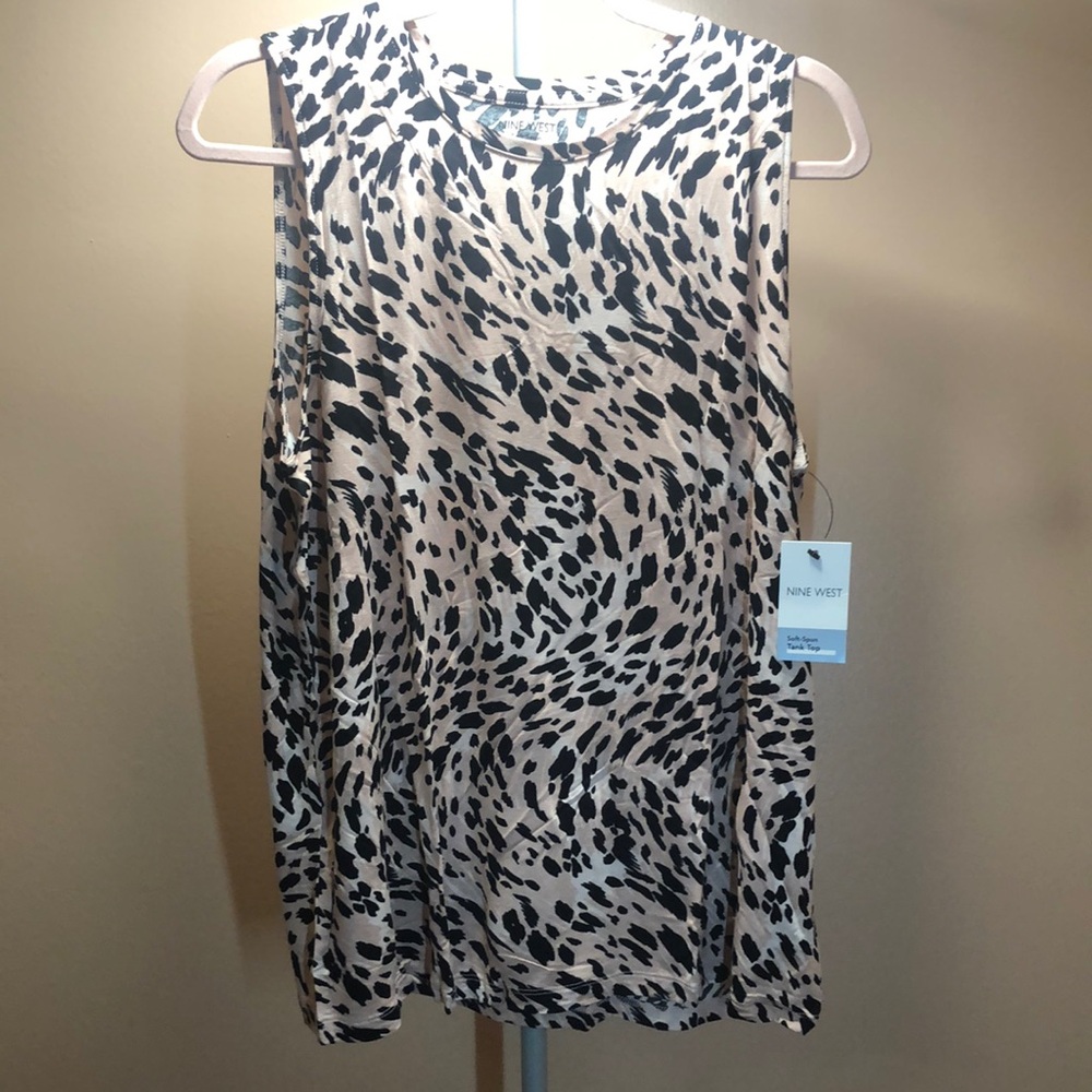 Nine West Black and Cream Sleeveless Top